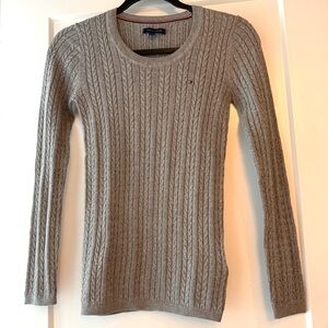 Tommy Hilfiger Grey with Silver Shimmer Crew Neck Cable Knit Sweater